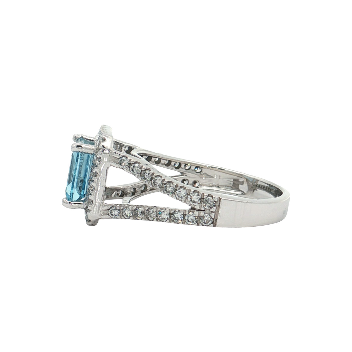 White Gold Aquamarine & Diamond Ring