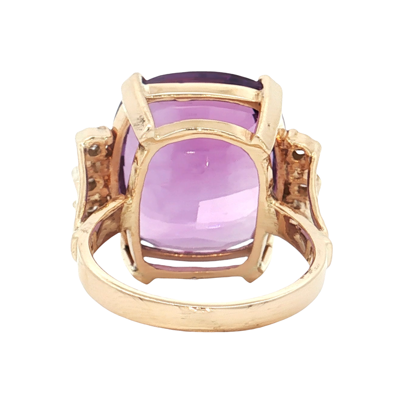Yellow Gold Amathyst & Diamond Ring