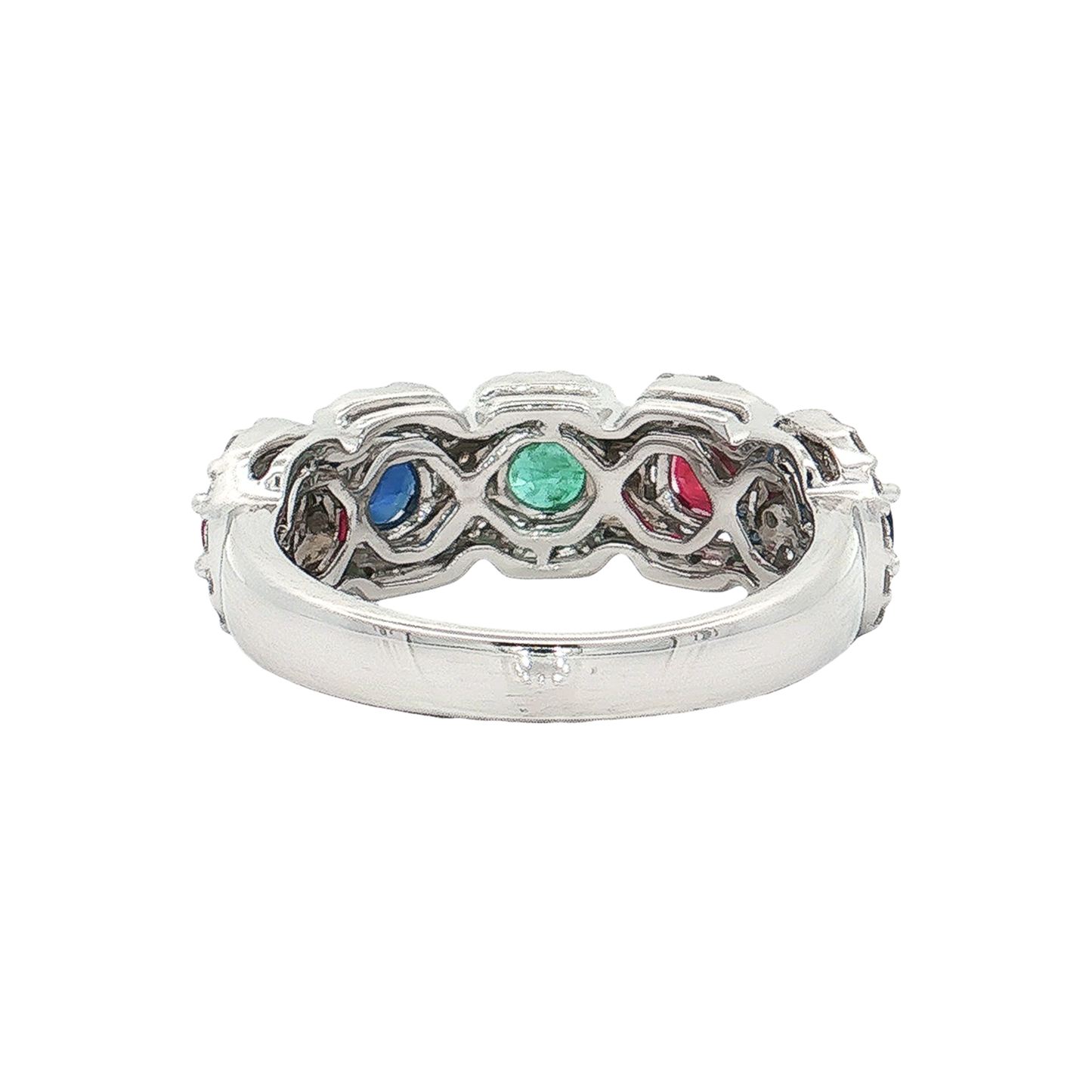 White Gold Mulit-Colored Stone Band