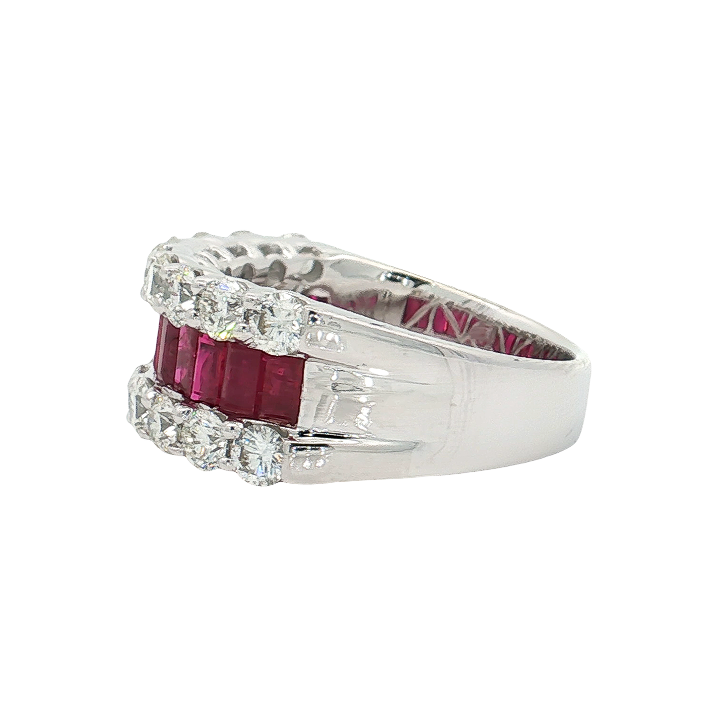 White Gold Ruby & Diamond Band
