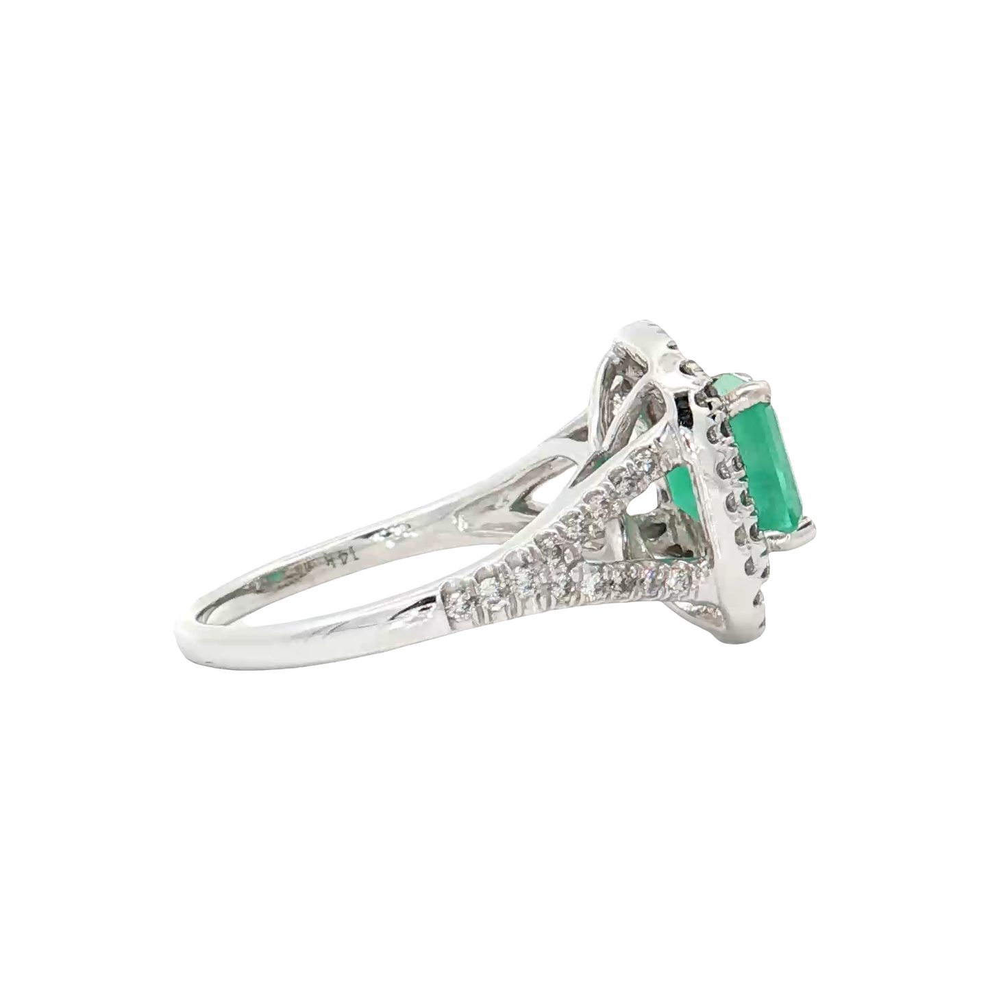 White Gold Emerald & Diamond Ring