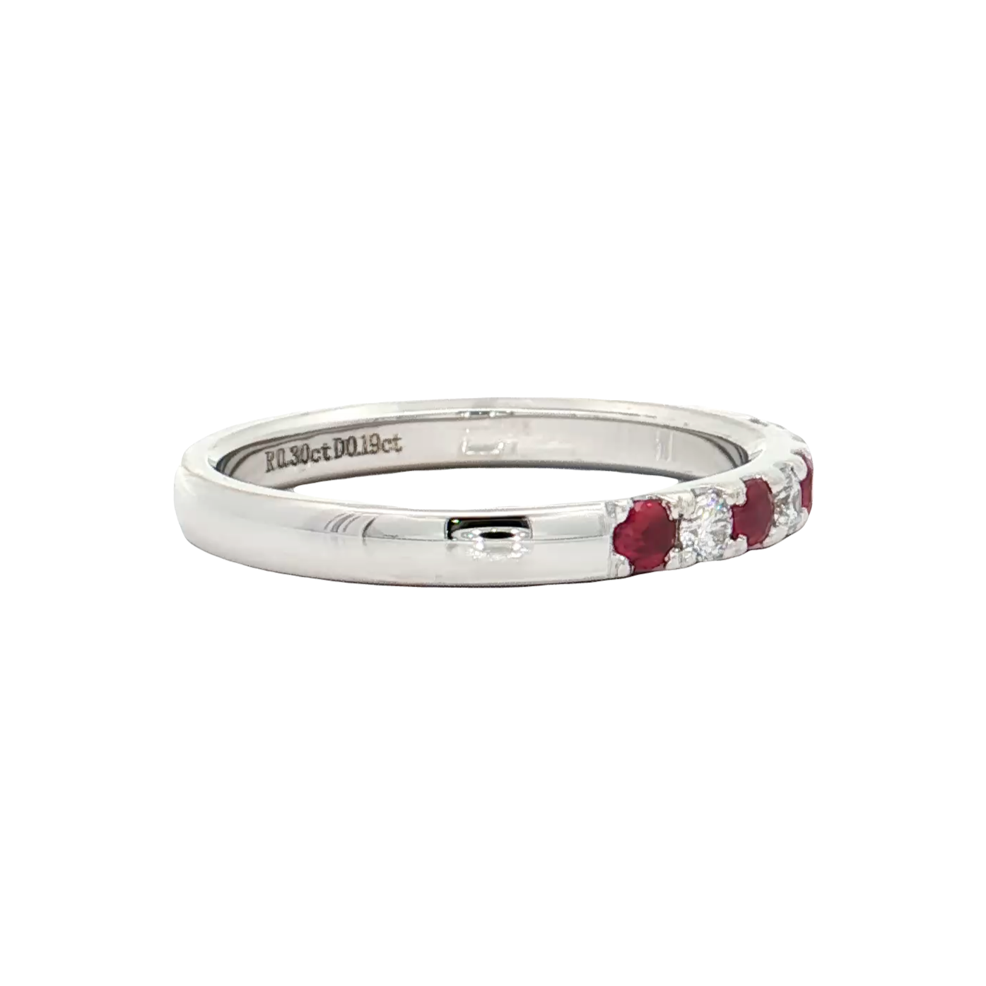 White Gold Ruby & Diamond Band