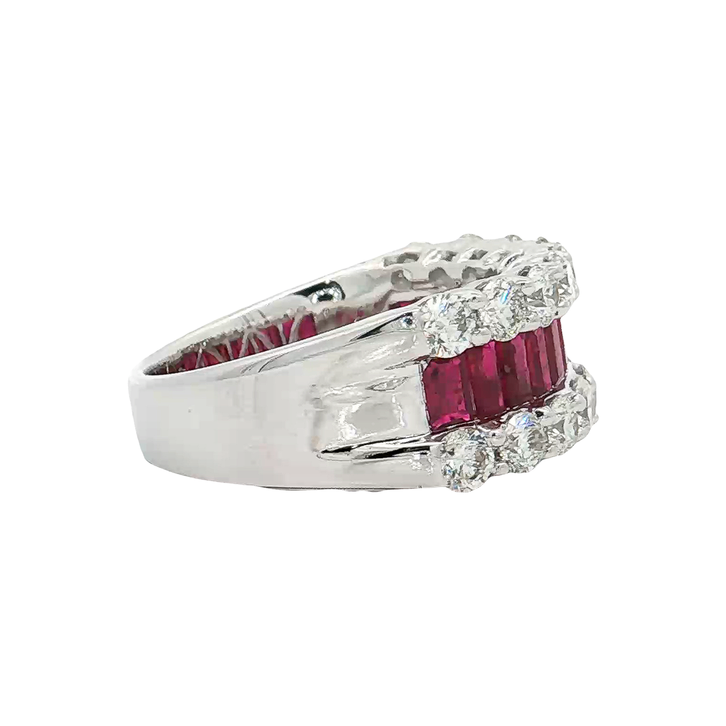 White Gold Ruby & Diamond Band