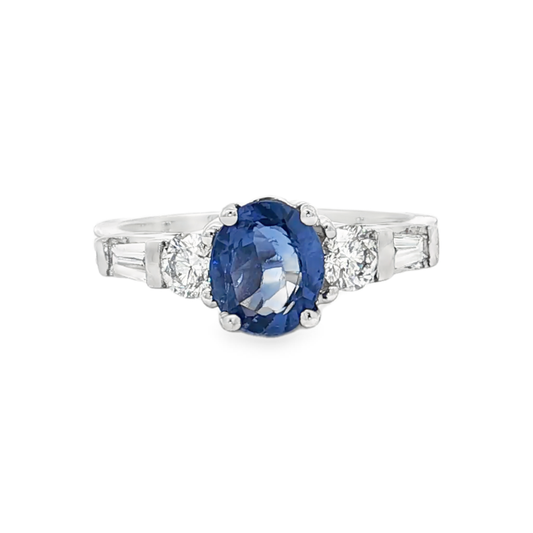 White Gold Sapphire & Diamond Ring