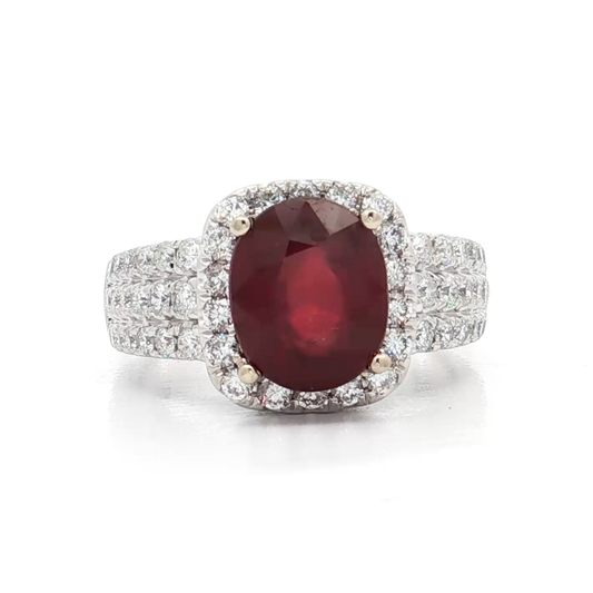 White Gold Ruby & Diamond Ring