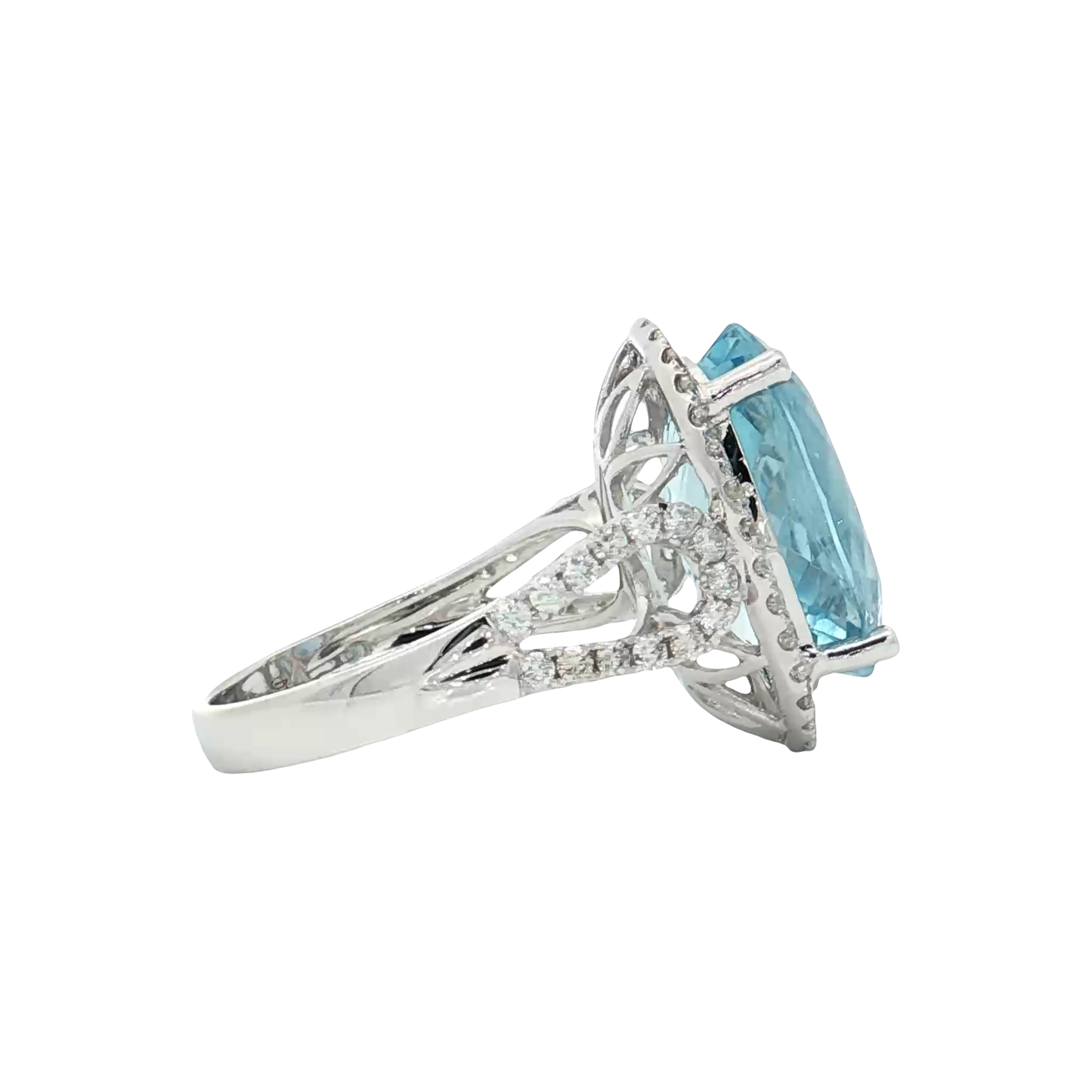 White Gold Aquamarine & Diamond Ring