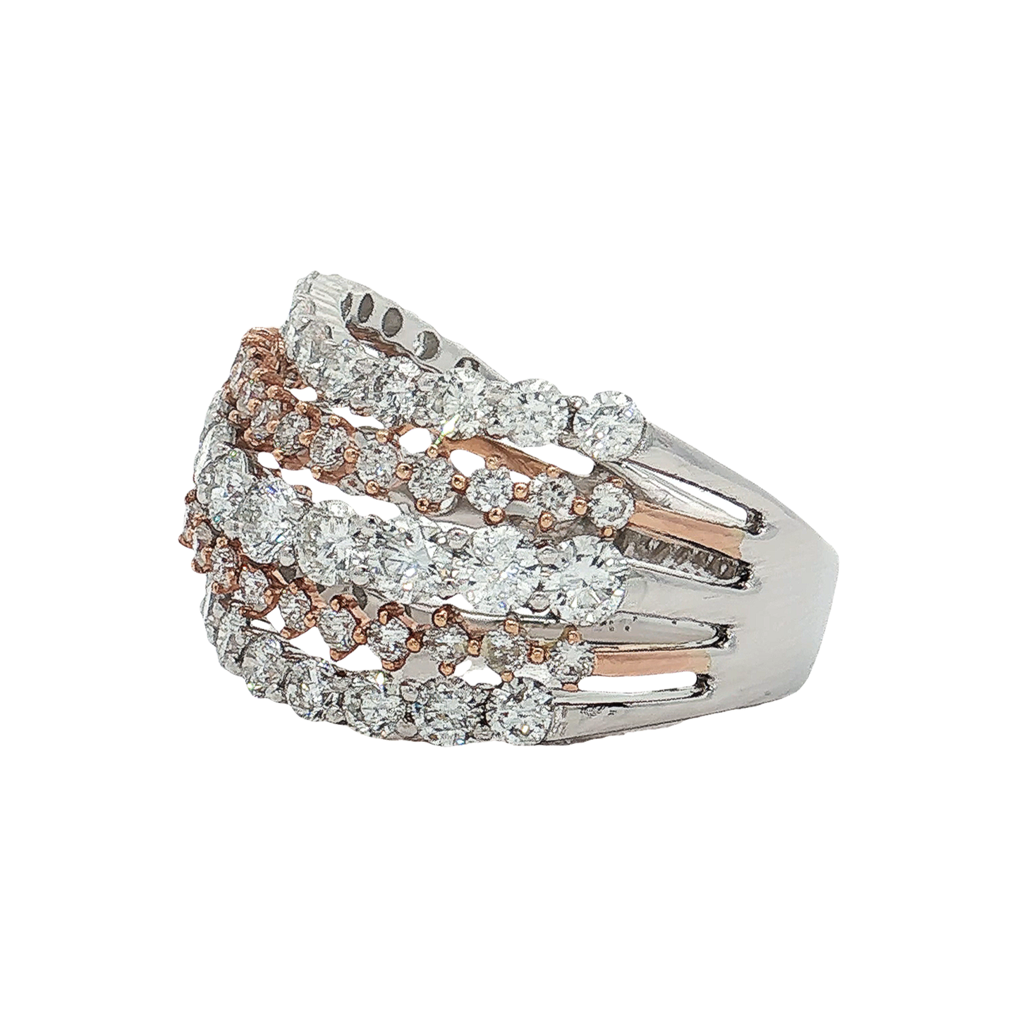White & Rose Gold Diamond Fashion Ring