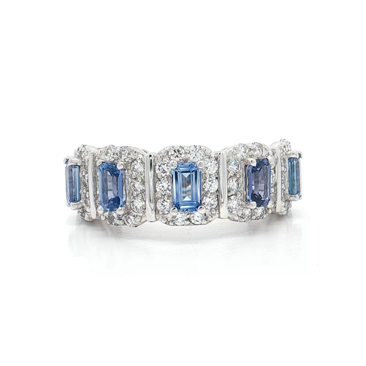 White Gold Sapphire & Diamond Band