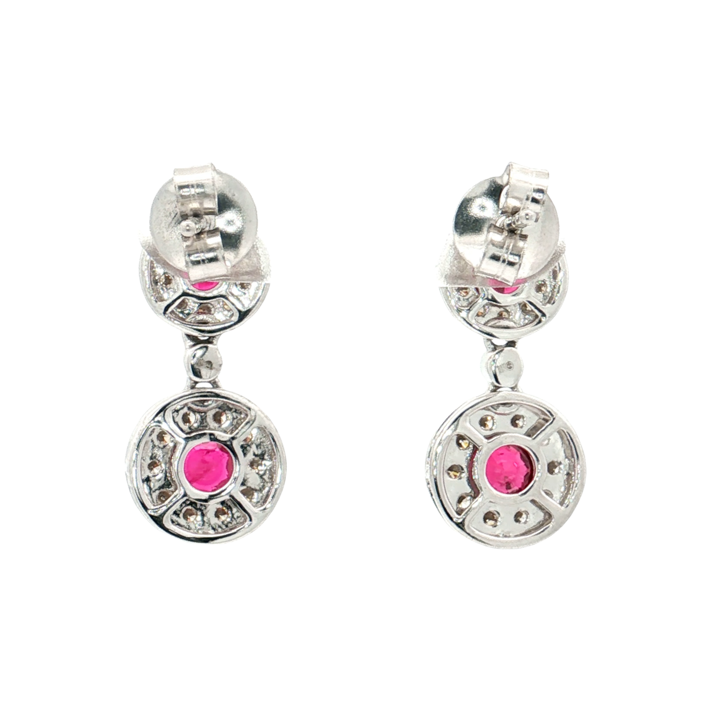 White Gold Ruby & Diamond Earrings