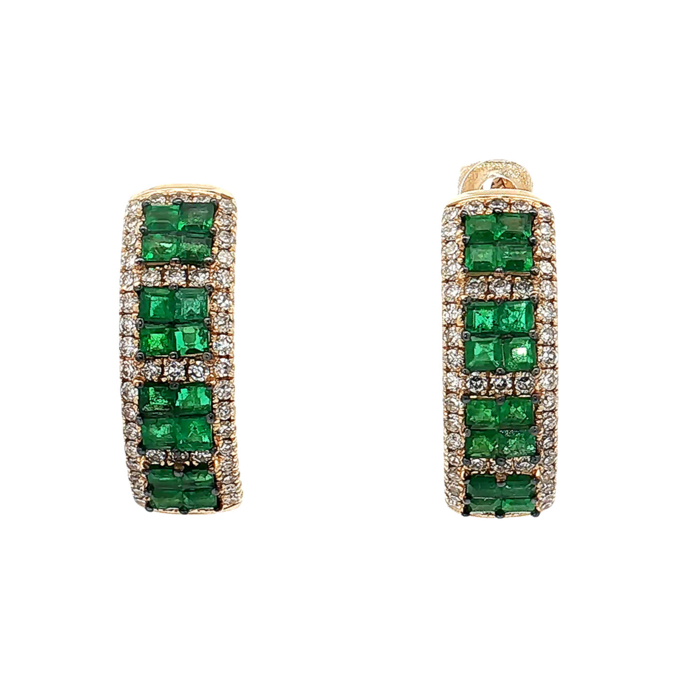 Yellow Gold Emerald & Diamond Earrings