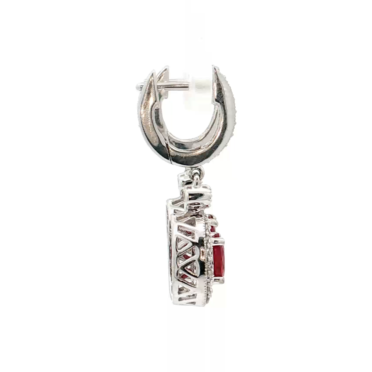 White Gold Ruby & Diamond Earrings