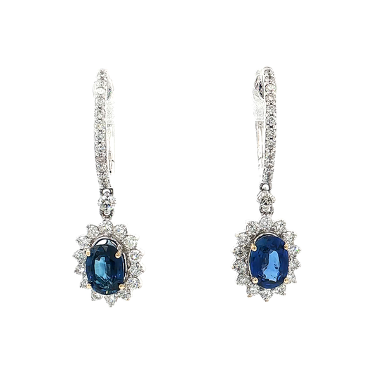 White Gold Sapphire & Diamond Earrings