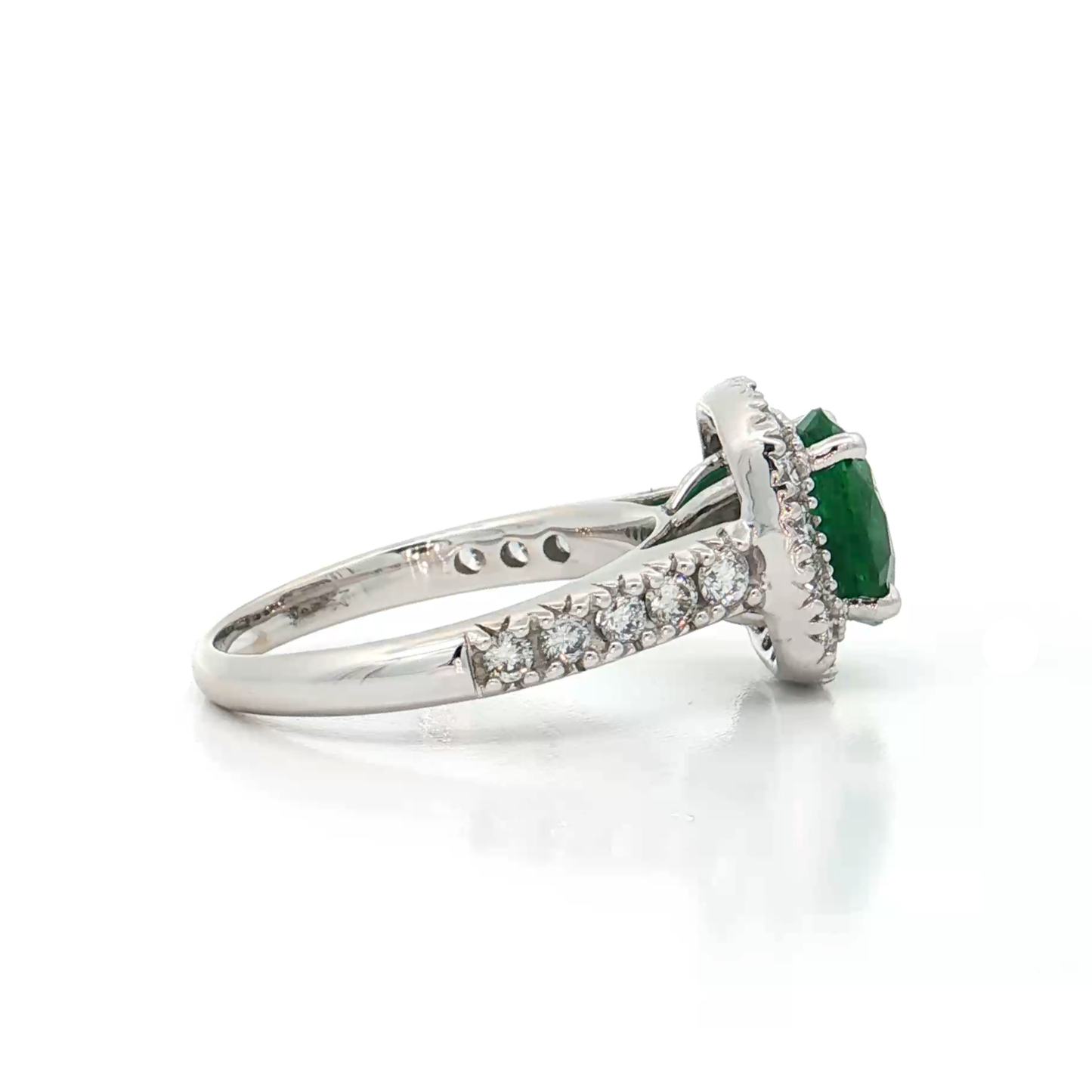 White Gold Emerald & Diamond Ring