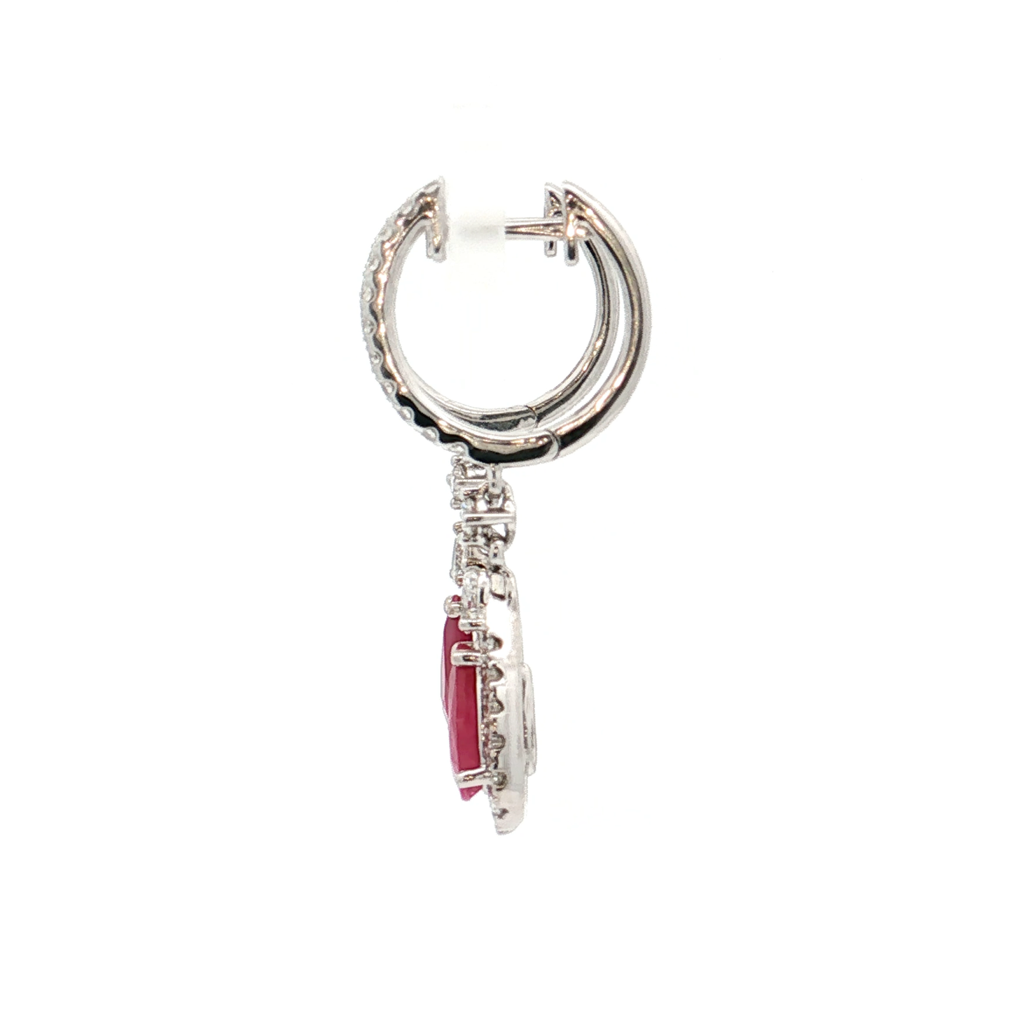White Gold Ruby & Diamond Earrings