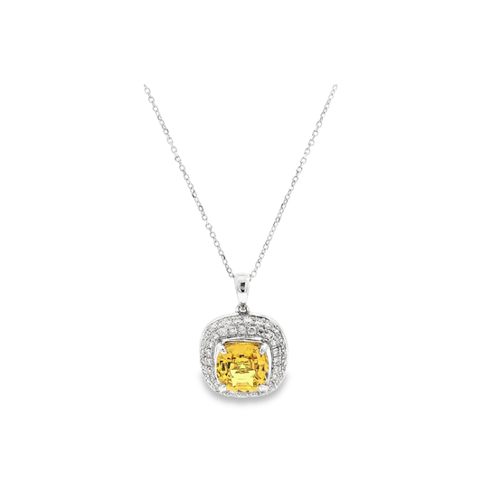 White Gold Yellow Sapphire & Diamond Necklace