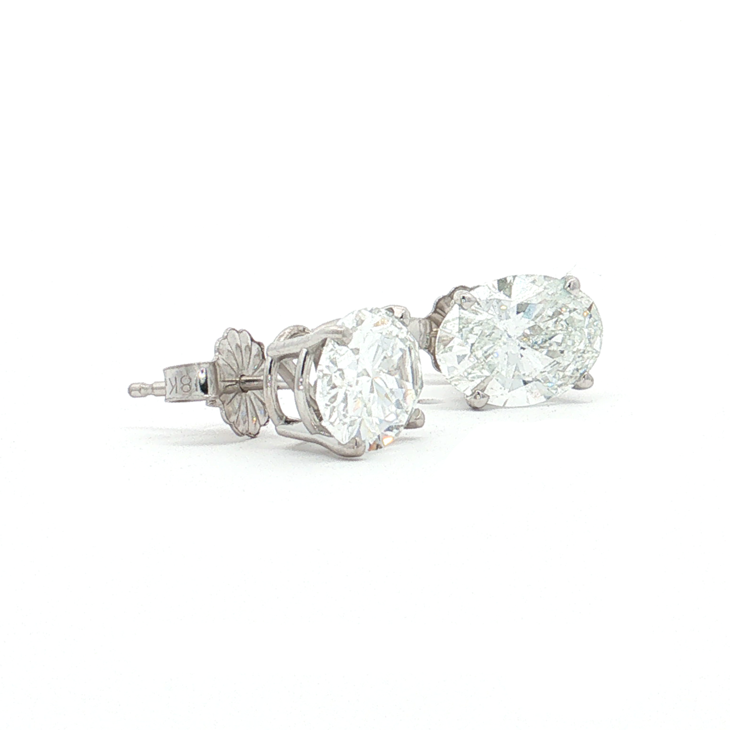 White Gold Oval Lab-Diamond Studs