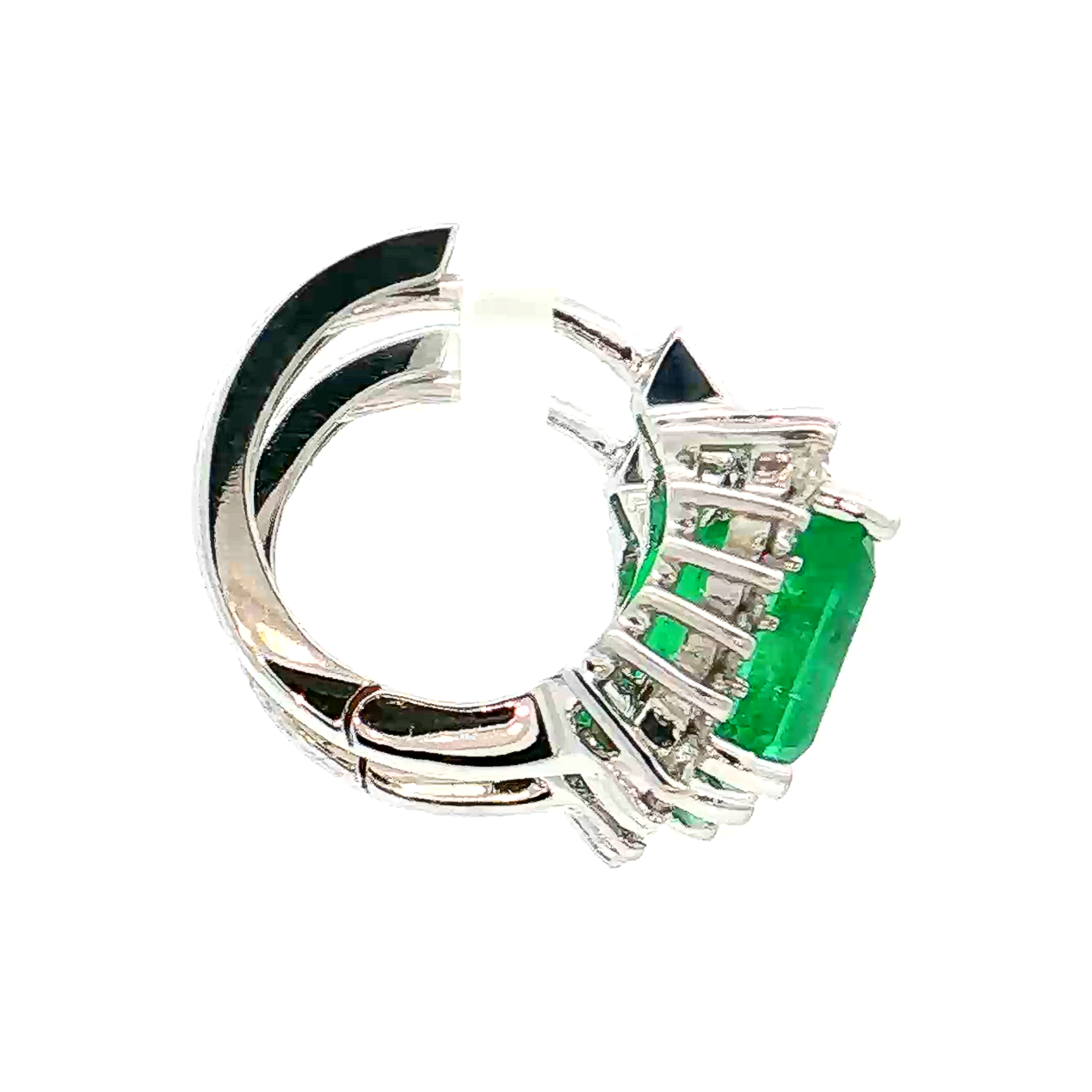 White Gold Emerald & Diamond Earrings