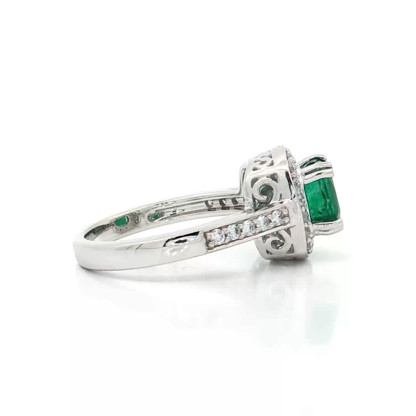 White Gold Emerald & Diamond Ring