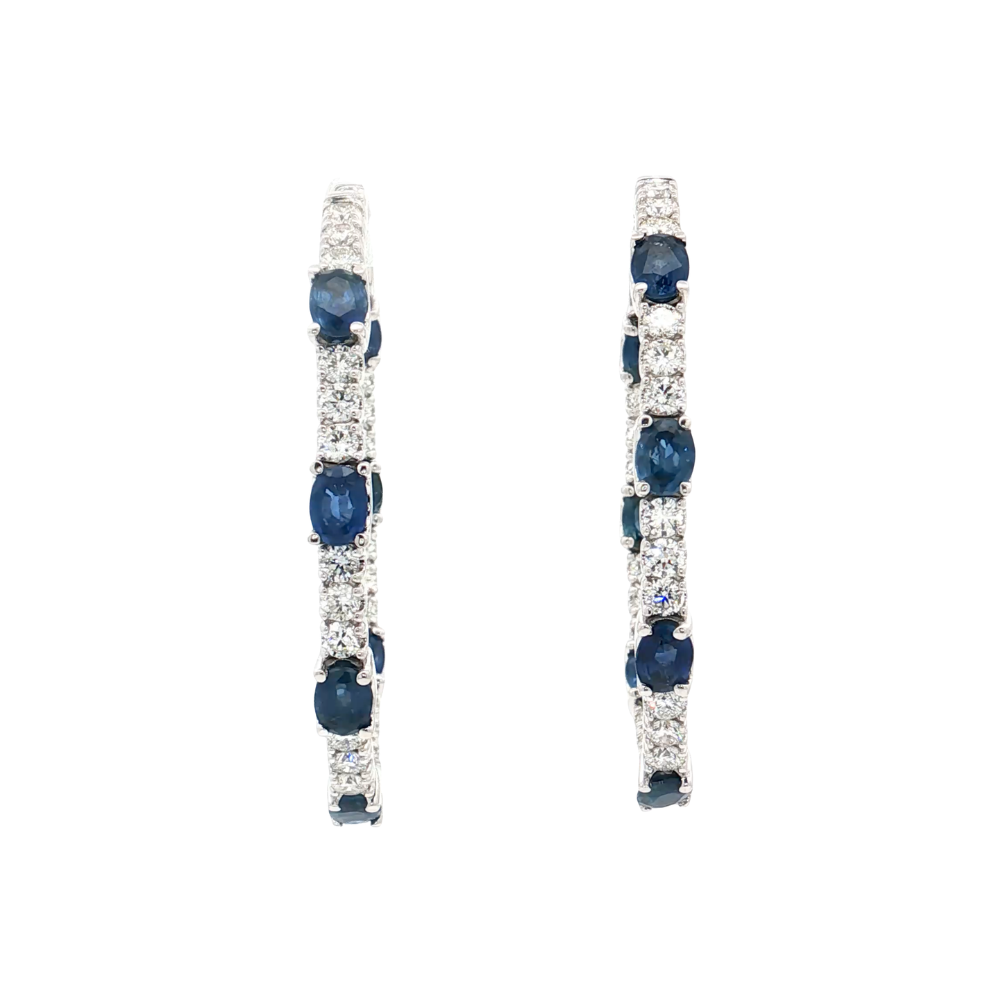 White Gold Sapphire & Diamond Earrings