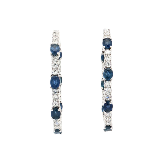 White Gold Sapphire & Diamond Earrings