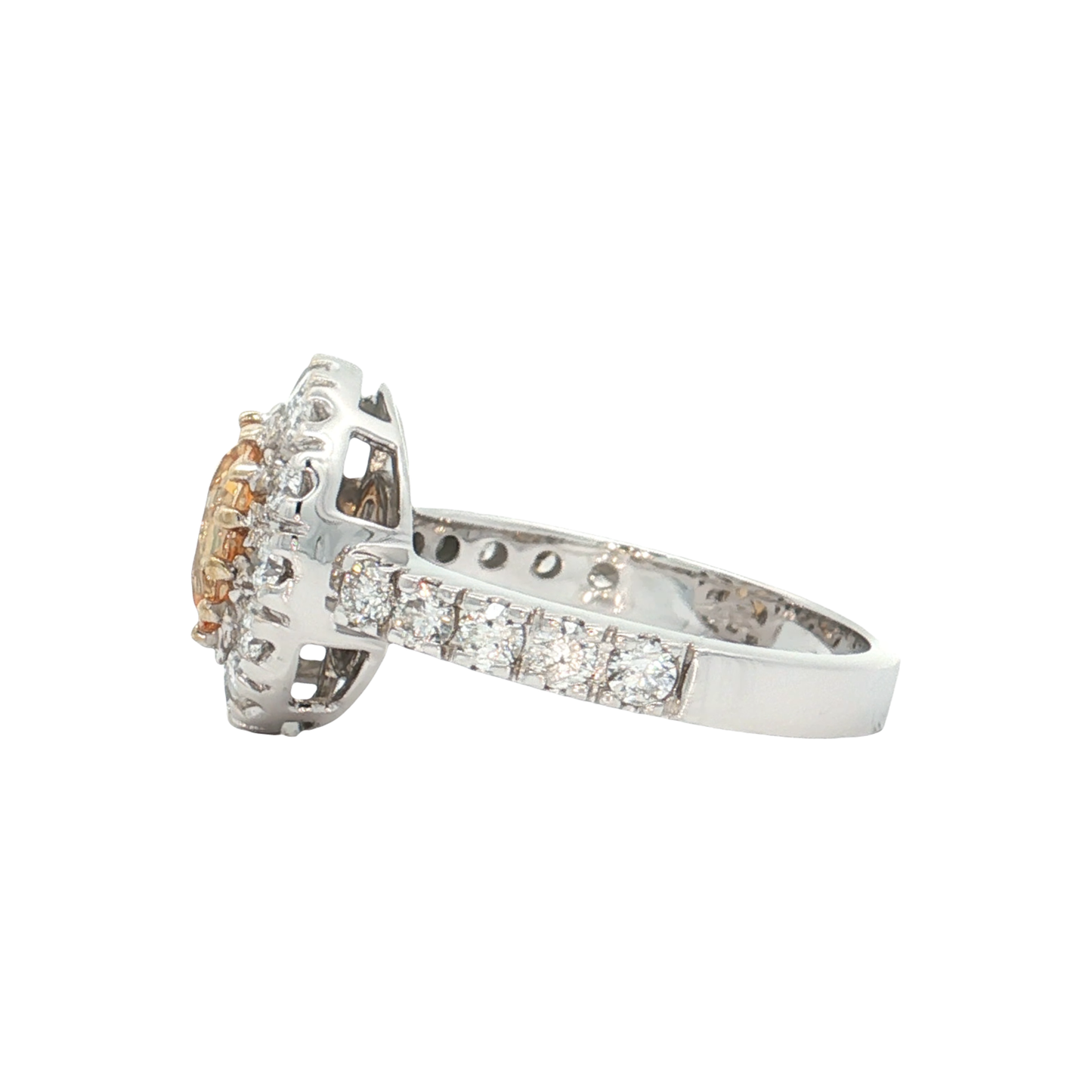White Gold Honey Topaz & Diamond Ring