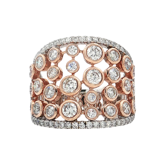 White & Rose Gold Diamond Fashion Ring