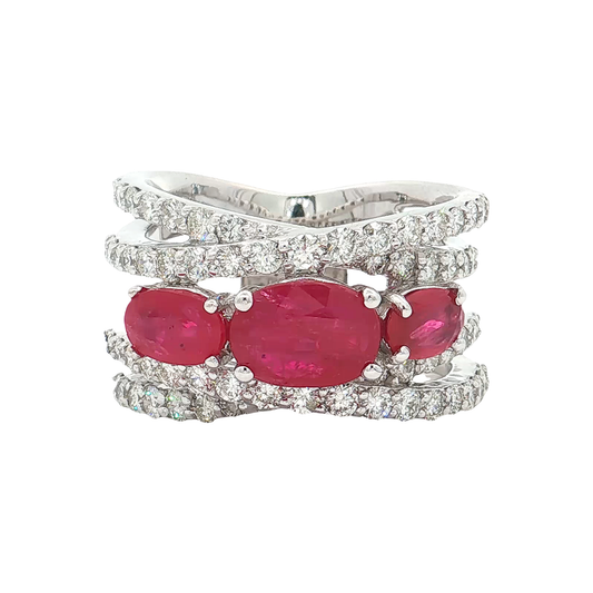 White Gold Ruby & Diamond Band d