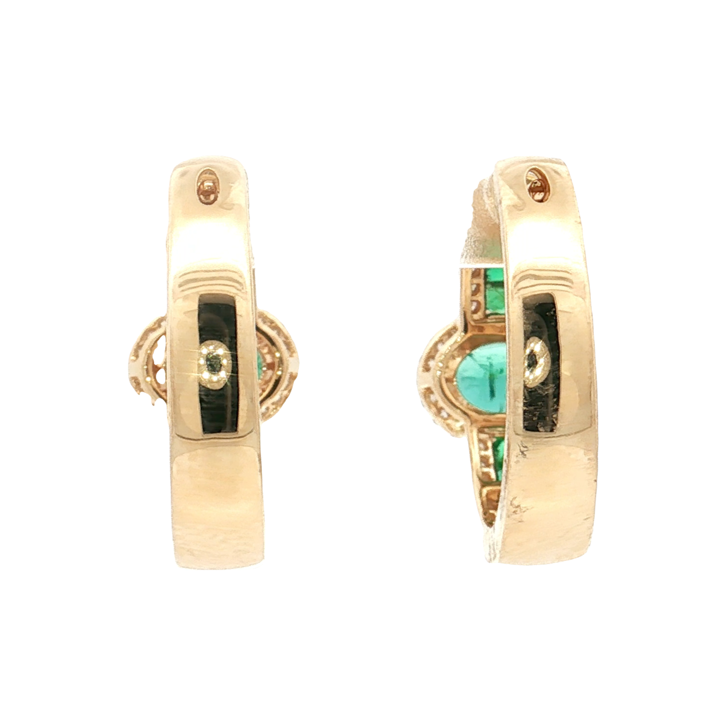 Yellow Gold Emerald & Diamond Earrings