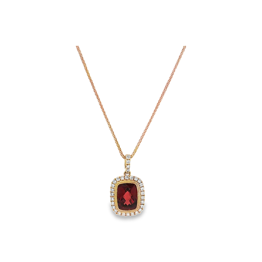 Yellow Gold Garnet & Diamond Necklace
