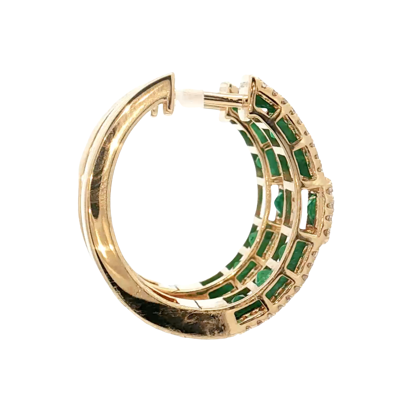 Yellow Gold Emerald & Diamond Earrings
