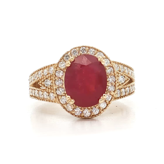Yellow Gold Ruby & Diamond Ring