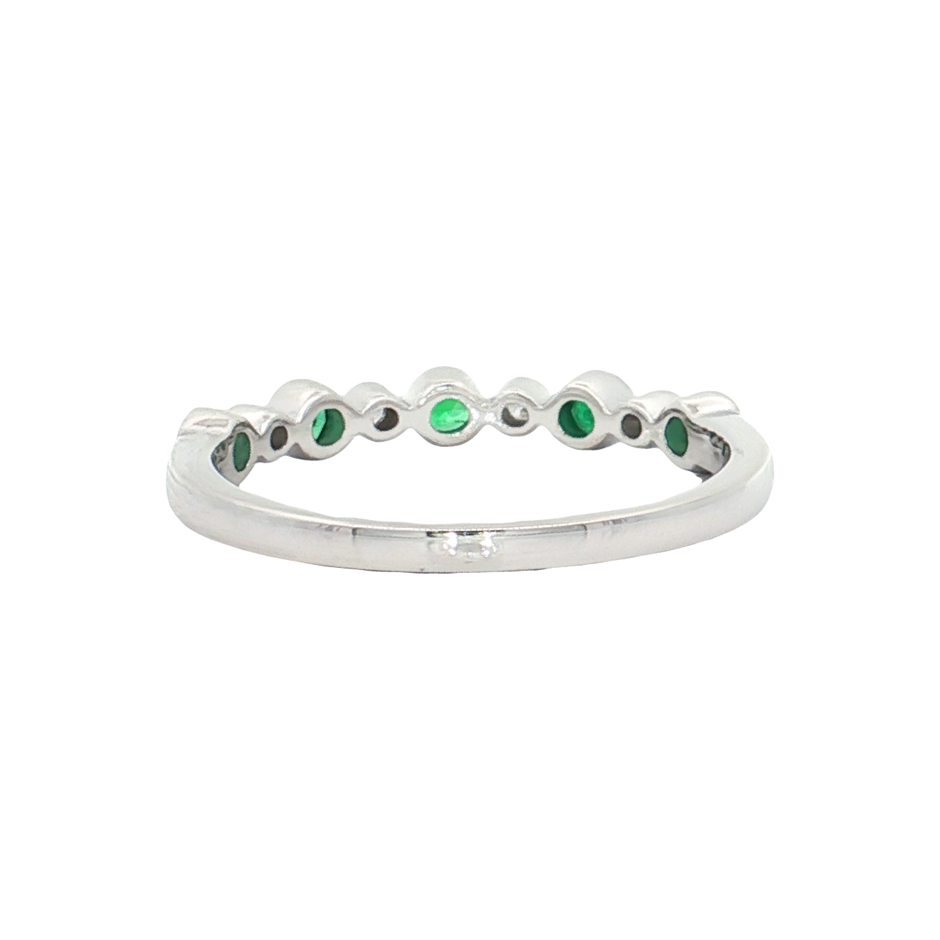 White Gold Emerald & Diamond Band