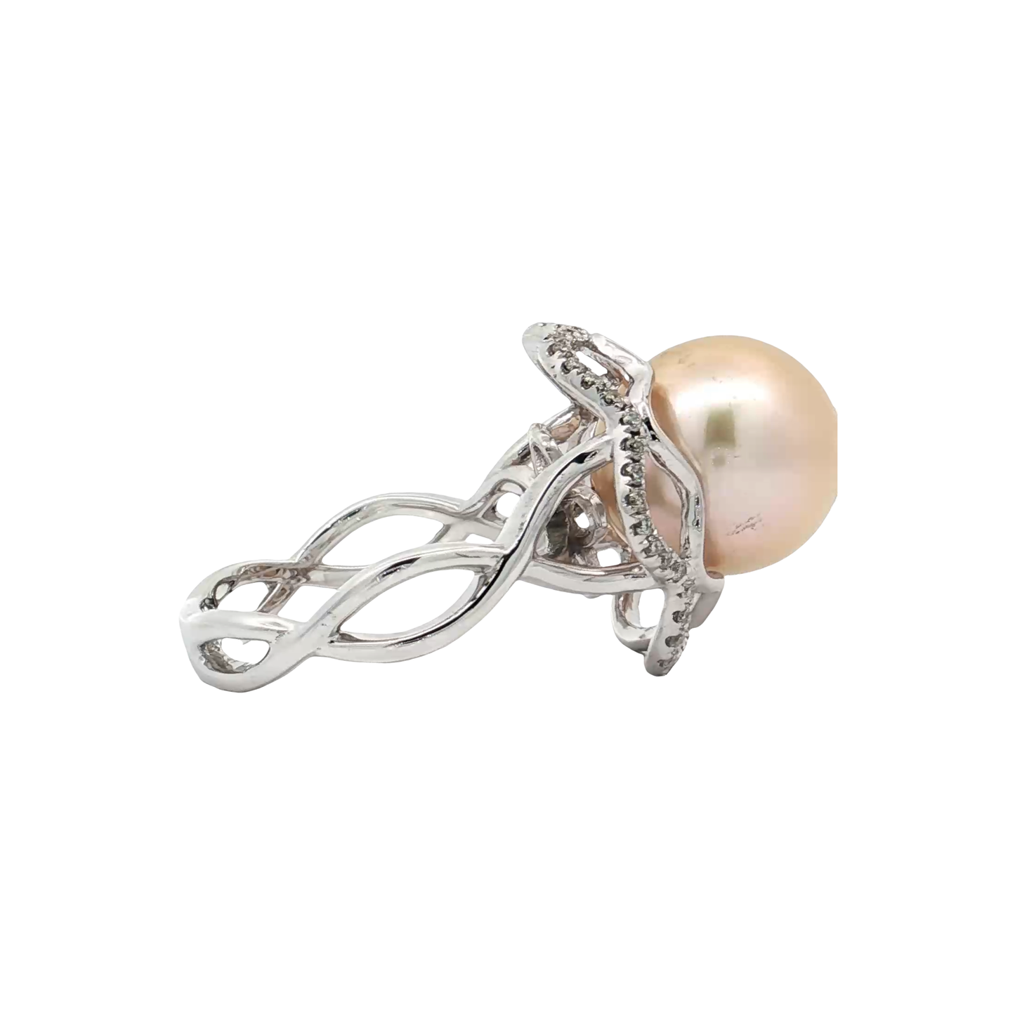 White Gold Pearl & Diamond Ring