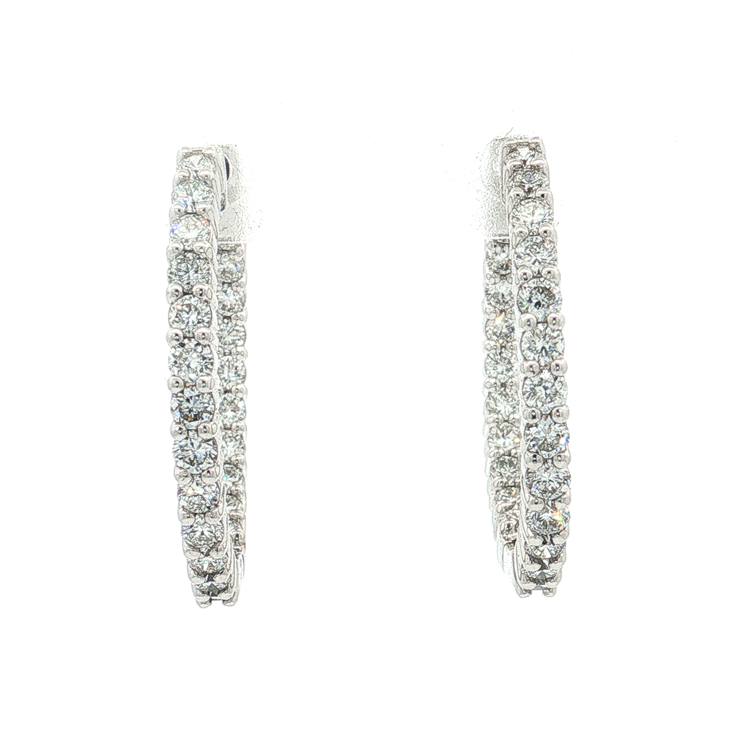 White Gold Lab-Diamond Hoop Earrings