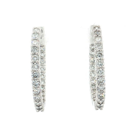 White Gold Lab-Diamond Hoop Earrings