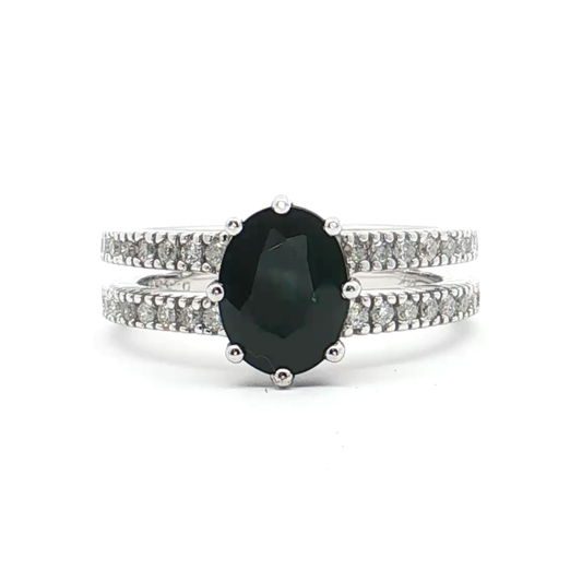 White Gold Sapphire & Diamond Ring