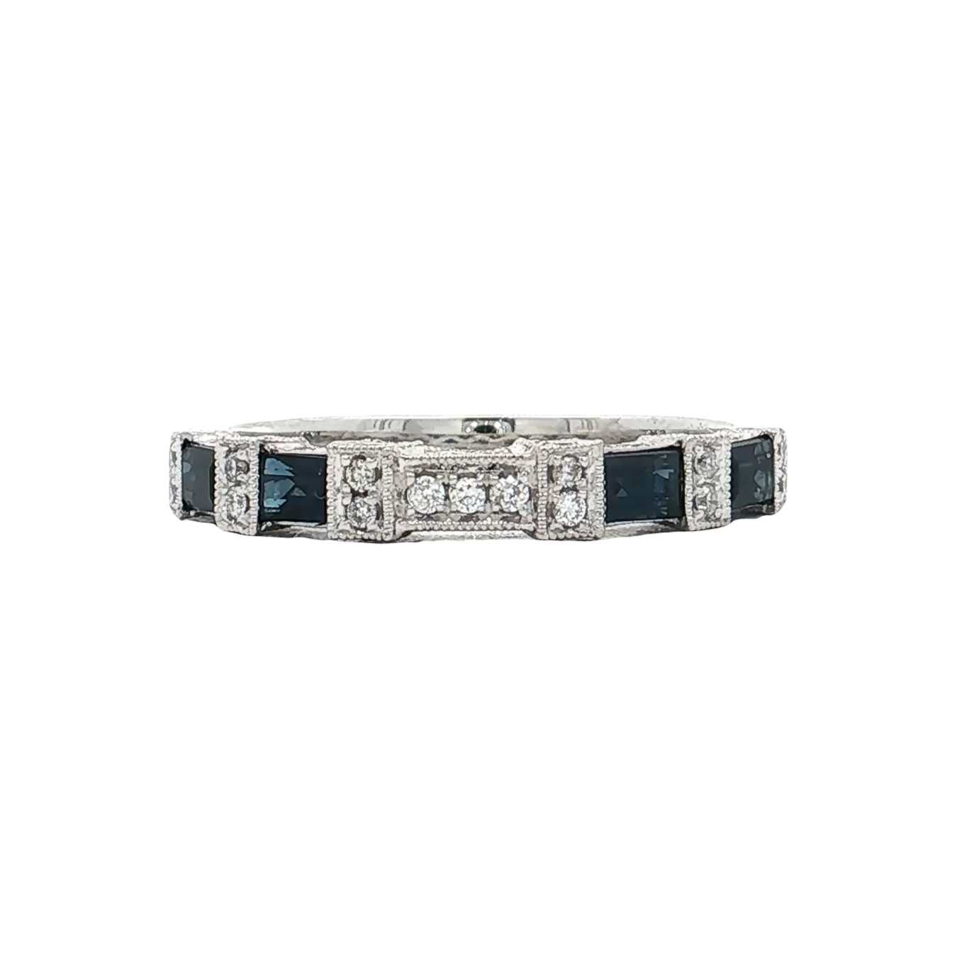 White Gold Sapphire & Diamond Wedding Band
