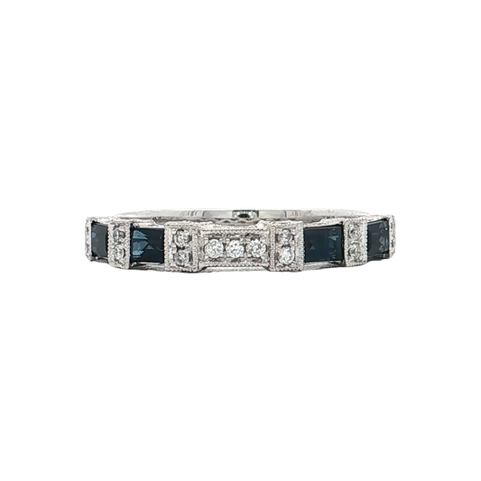 White Gold Sapphire & Diamond Wedding Band