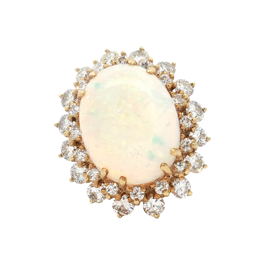 Yellow Gold Opal & Diamond Ring
