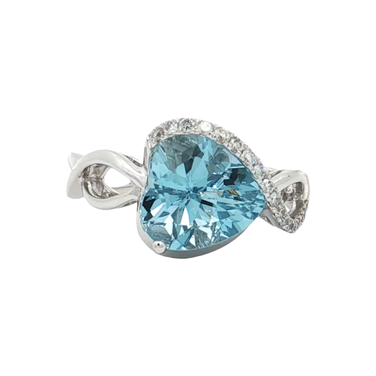 White Gold Aquamarine & Diamond Ring