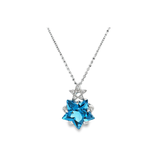 White Gold Topaz & Diamond Necklace
