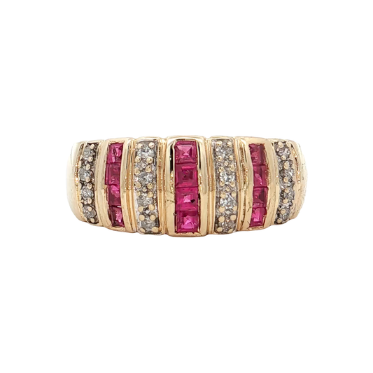 Yellow Gold Ruby & Diamond Band