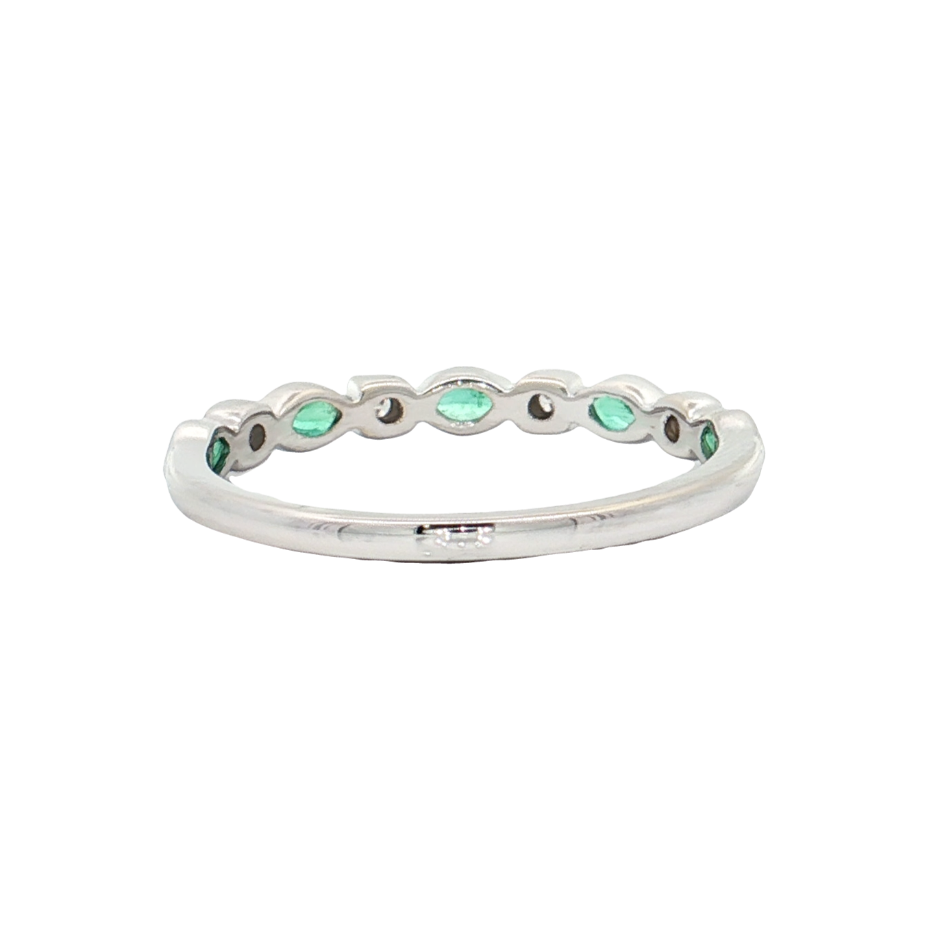 White Gold Emerald & Diamond Band