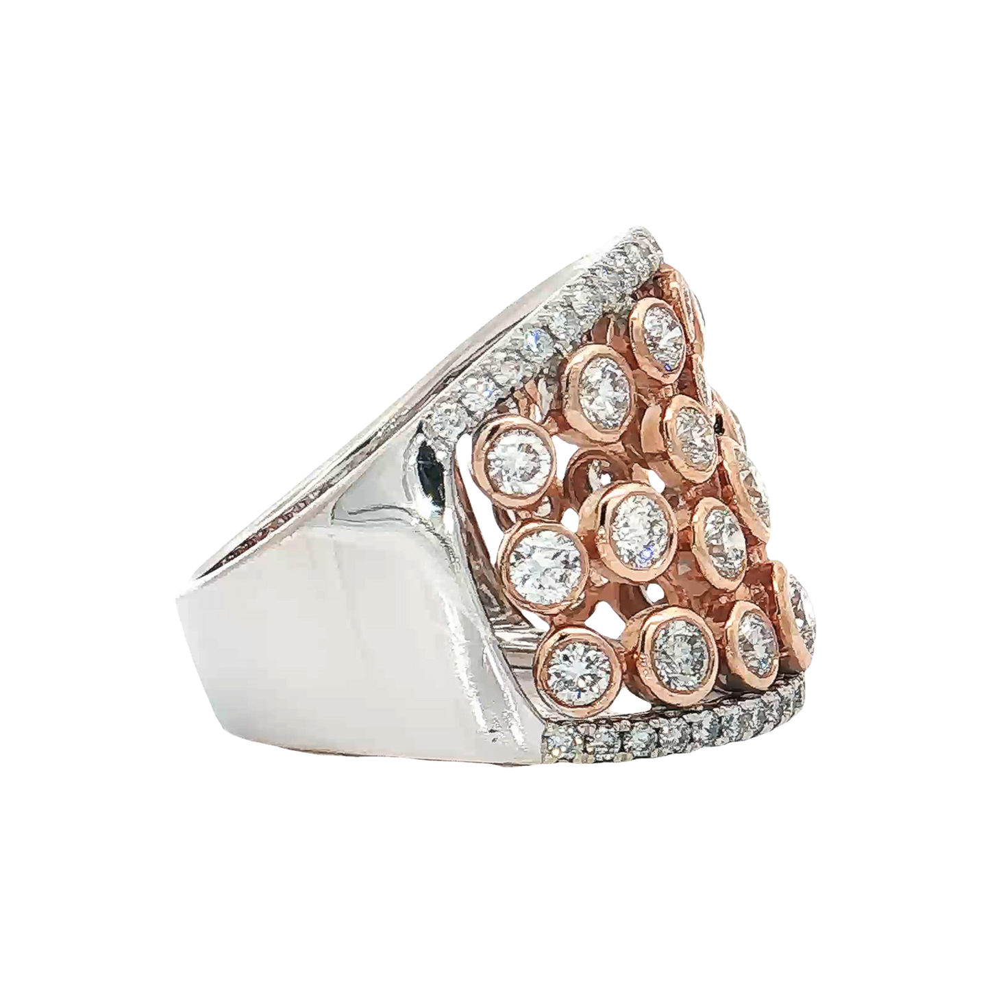 White & Rose Gold Diamond Fashion Ring