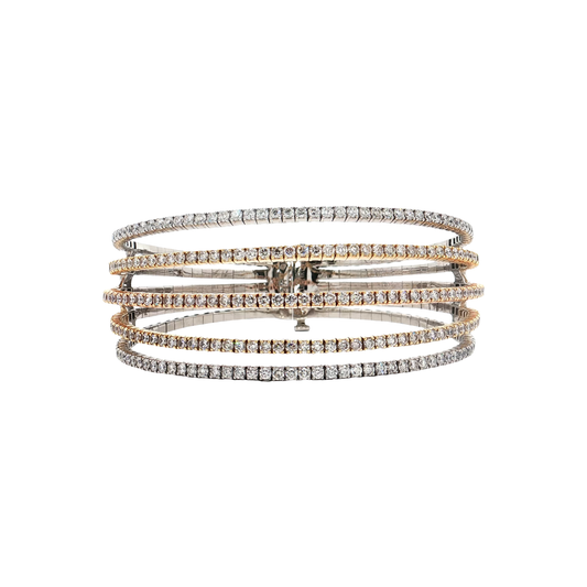 Tri-Gold Diamond Bangle