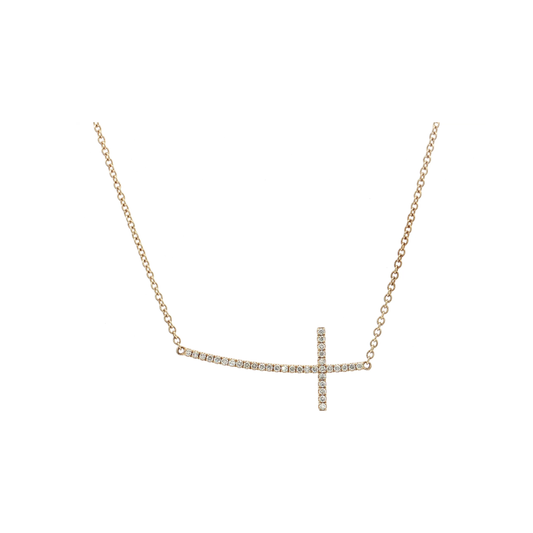 Yellow Gold Diamond Cross Necklace
