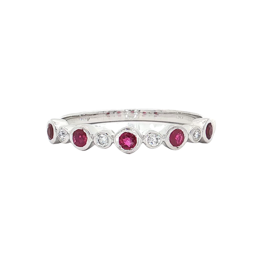 White Gold Ruby & Diamond Band