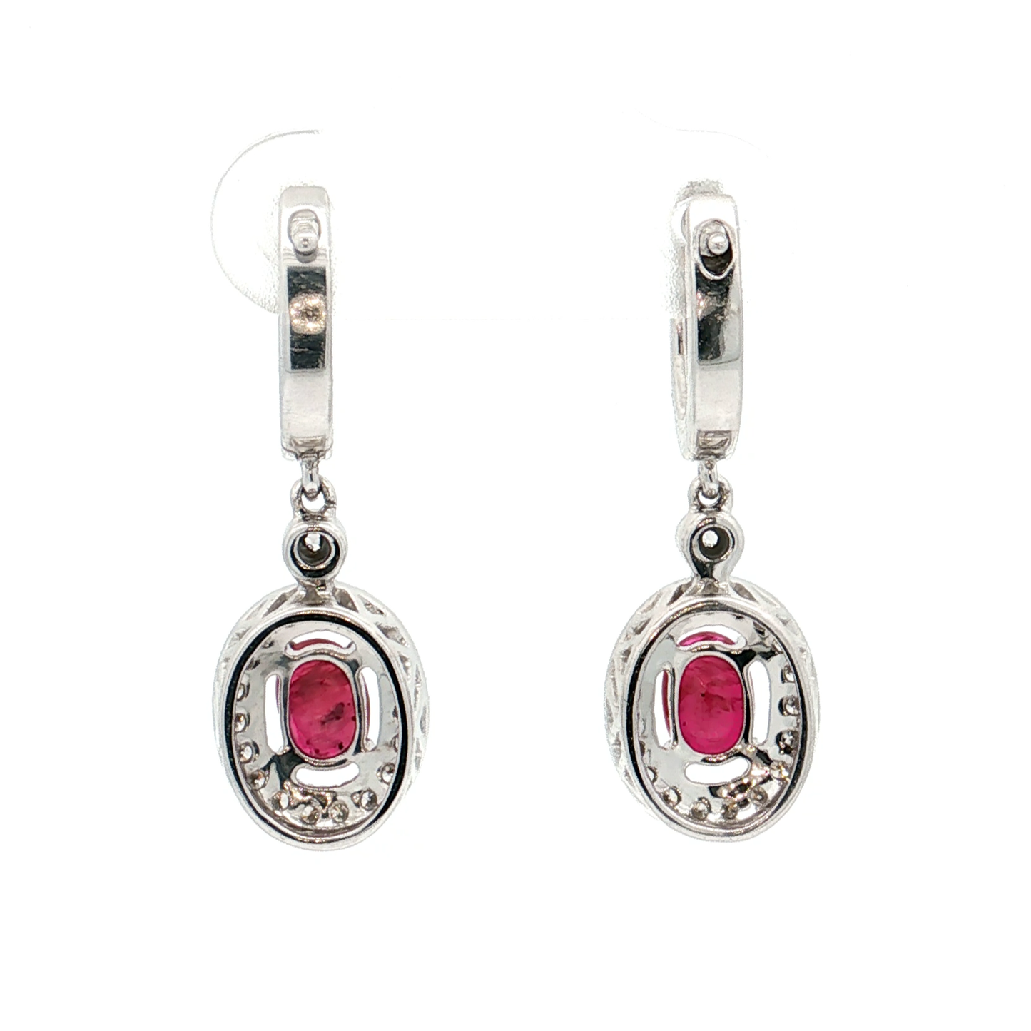 White Gold Ruby & Diamond Earrings