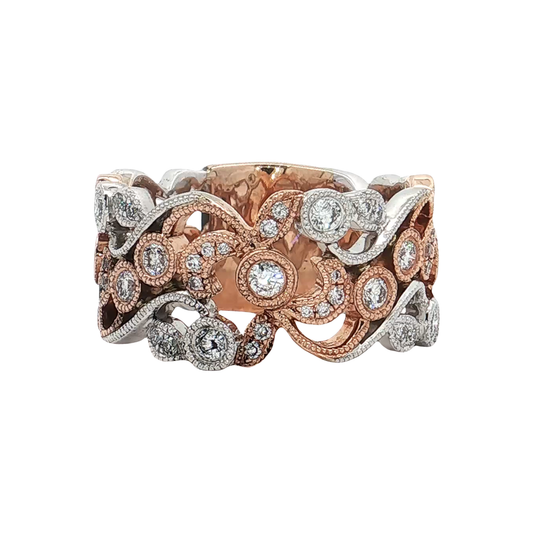 White & Rose Gold Diamond Fashion Ring