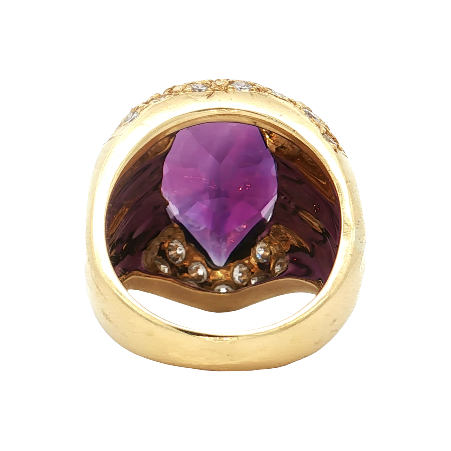 Yellow Gold Amathys & Diamond Ring
